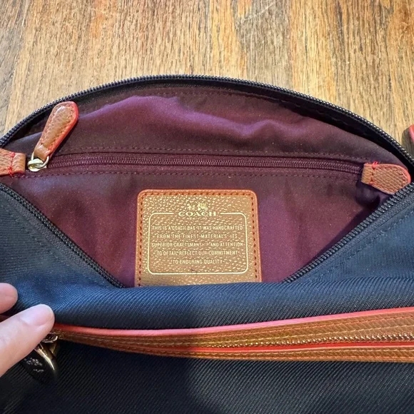 Coach Dark Blue Crossbody Bag with Tan Details - Picture 10 of 10